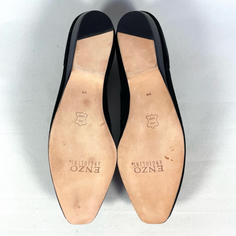 Enzio Angiolini Lieutenant Black Suede Gold Studded Loafer Flats Size Womens 9M - Picture 5 of 6